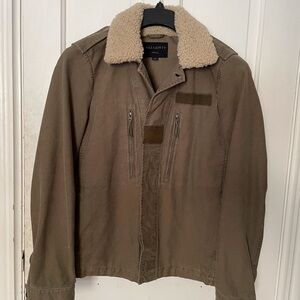 Sherpa Sheep Skin Collar Canvas Field Jacket